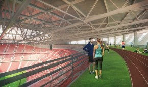 Ferenc-Puskás Stadion : Piste d'athlétisme en haut du futur projet