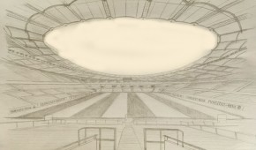 Mercedes-Benz Arena Stuttgart - Dessin de la vue intérieur avec le futur toit - juin 2017