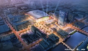 New Bucks Arena - Vue aérienne du projet mars 2016 - copyright Milwaukee Bucks