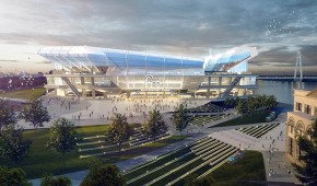 New Rams Stadium : Entrée sud - crédit HOK