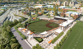 Robert M. Lindsey Field at Lindsey Nelson Stadium - Vue aérienne du projet rénovation - juin 2023