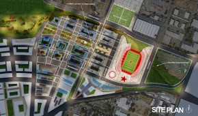 Sacramento Railyards Stadium : Vue aérienne