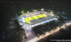 Stade Armandie - Projet de rénovation - vue aérienne de nuit