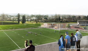 Stade Armandie - Projet de rénovation - vue des tribunes sur les terrains annexes