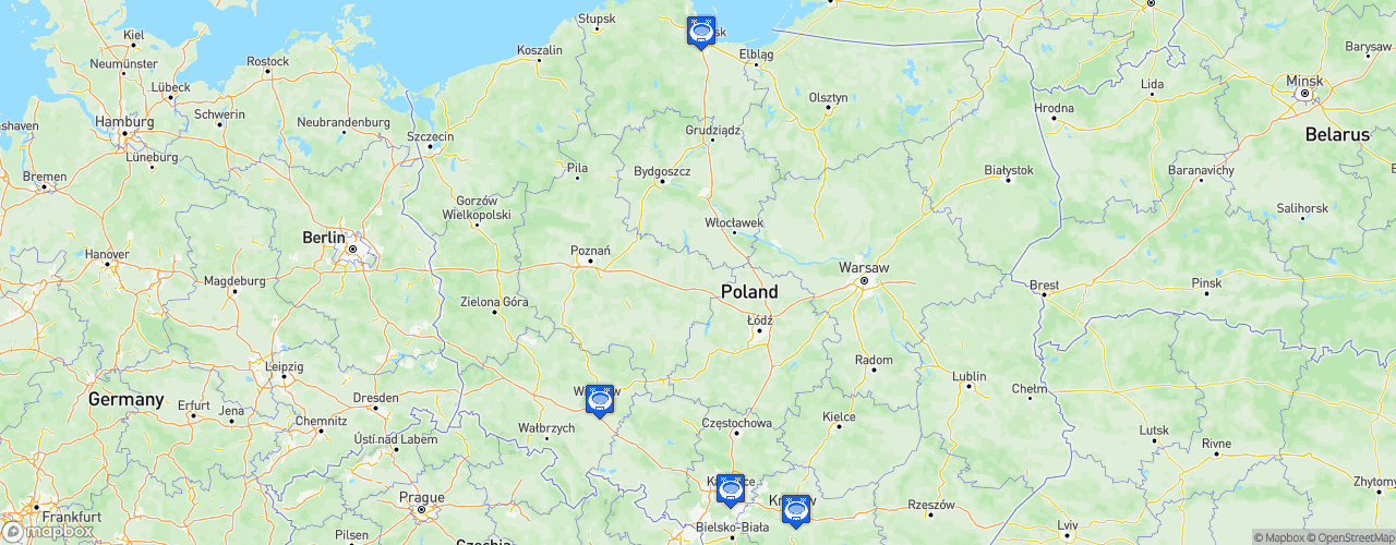 Static Map of EHF Handball Euro Poland 2016