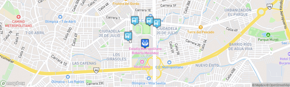 Static Map of Estadio Metropolitano Roberto Meléndez