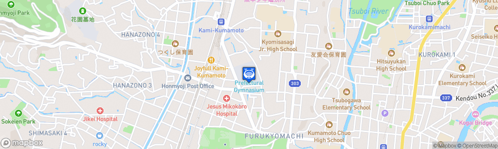 Static Map of Kumamoto Prefectural Gymnasium