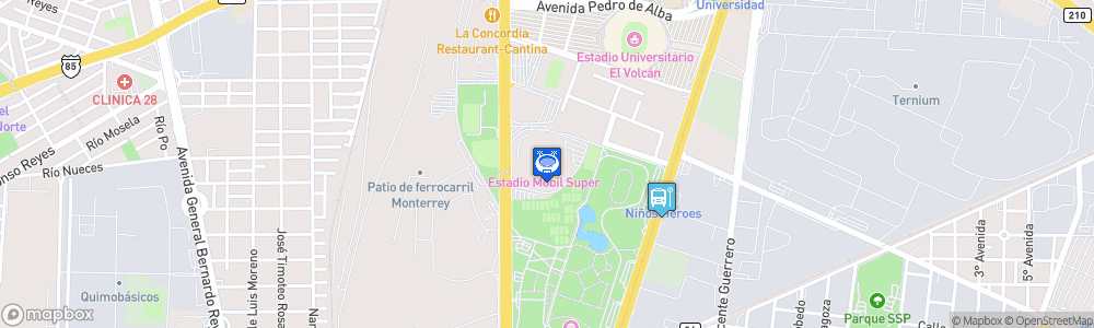 Static Map of Estadio de Béisbol Monterrey
