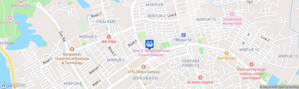 Static Map of Sher-e-Bangla National Cricket Stadium