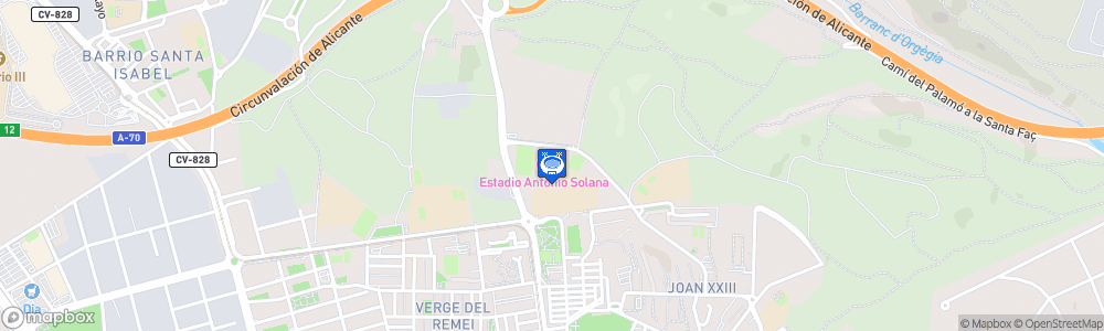 Static Map of Estadio Antonio Solana