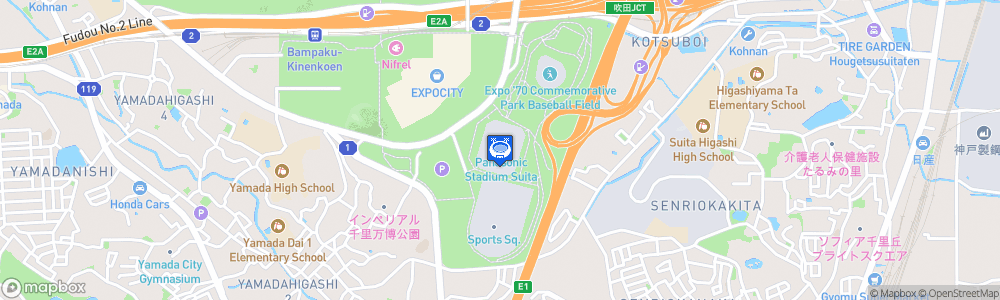 Static Map of Panasonic Stadium Suita