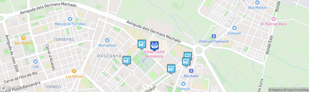 Static Map of Estadio Ciudad de Valencia